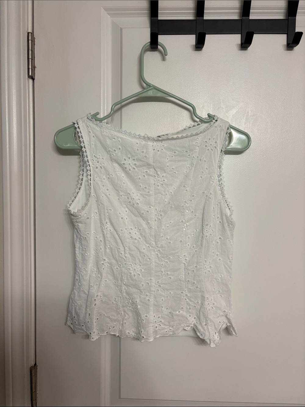 Altar'd State White Eyelet Tank with Scalloped Trim